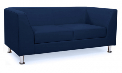 Диван офисный двухместный Cube кожзам синий