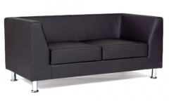 Диван офисный двухместный Cube кожзам черный